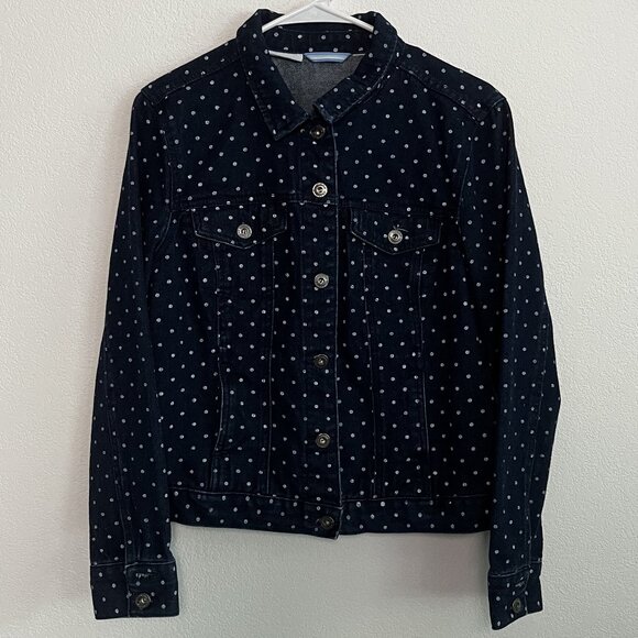 Liz Claiborne Polka Dot Denim Jacket - Picture 1 of 3